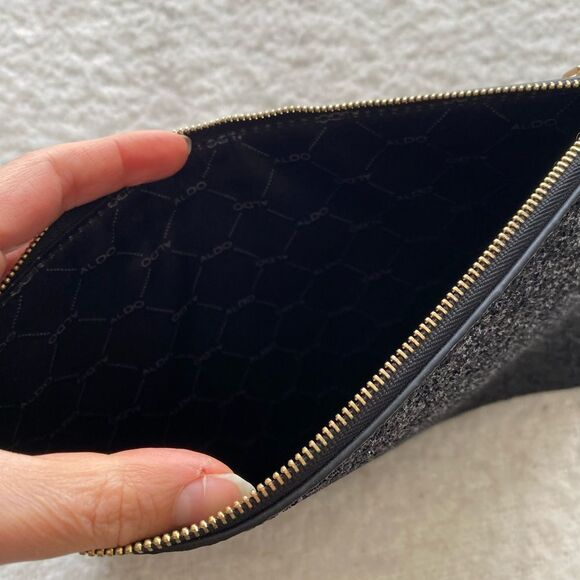 ALDO Black Glittery Clutch with Gold Chain Zipper - Picture 5 of 5